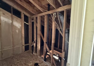 Construction showing framing for bathroom renovation