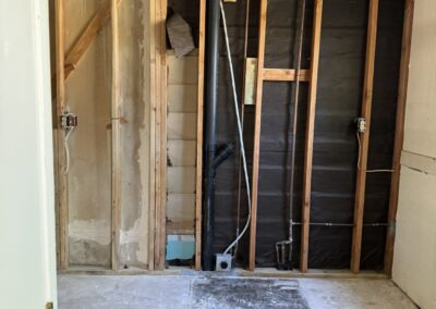 Construction showing framing for kitchen renovation